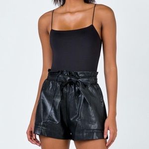 Princess Polly Black Leather Shorts